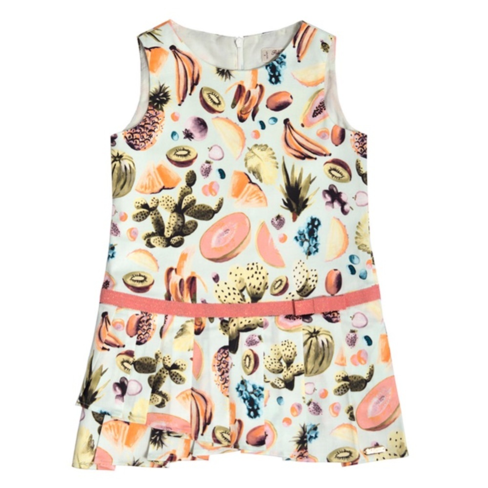 Pili Carrera Spain Pleated Fruit Shift Dress